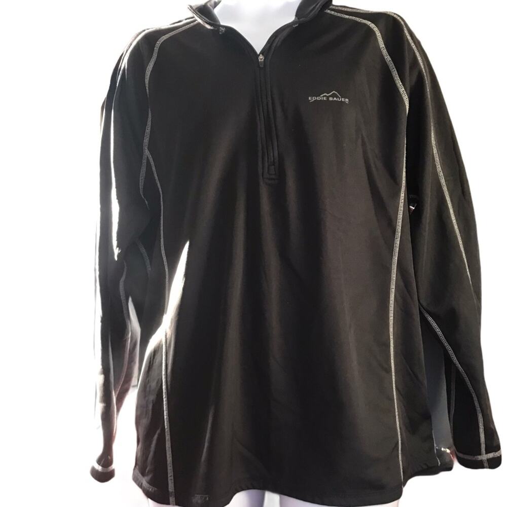 Eddie Bauer Sport Mens Black Quarter Zip Pullover